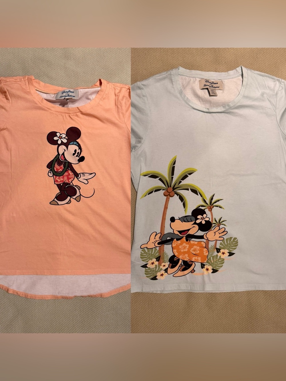 Tommy Bahama 2 shirts Disney Minnie Mouse Graphic Tee - Peach & Light Blue